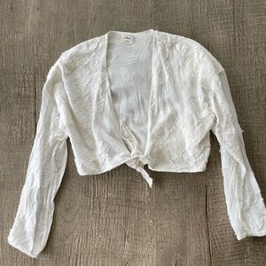 Aritzia White Tie Front Blouse
